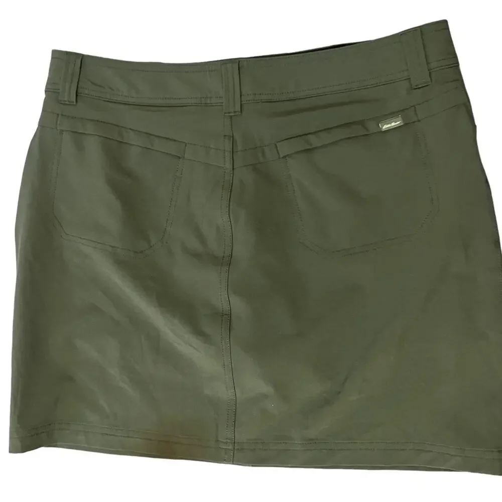 Eddie Bauer Taupe Green Tone Women's Skirt with built in shorts Size 8